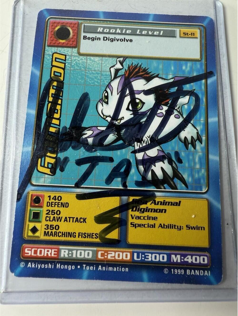 Autographed Joshua Seth Tai Gomamon Digimon CCG ST-11 - Picture 1 of 2
